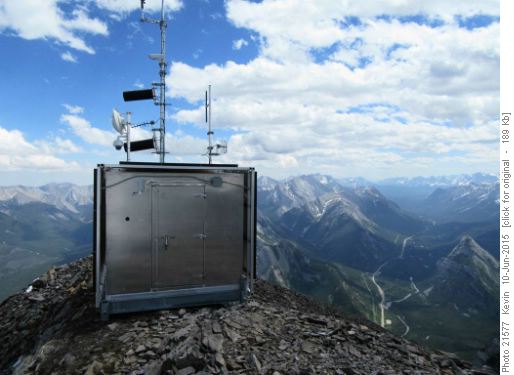 Weather station and the Galatea parking lot far below