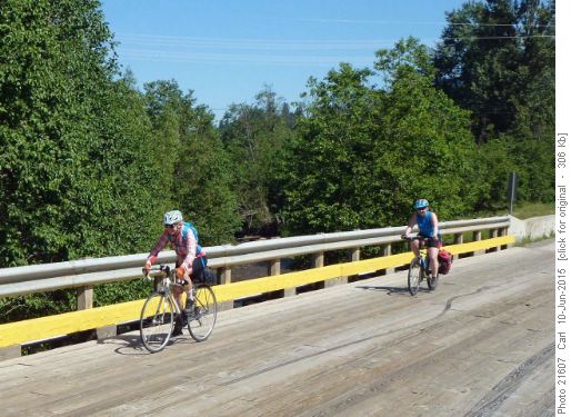 Christine and Celine crossing the Salmon River