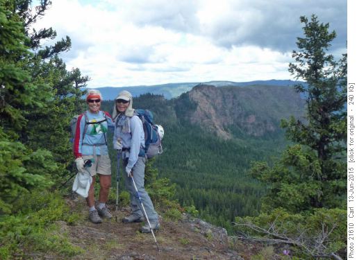 Alda and Sim on east peak of Mt Ida (west pk in bkg)