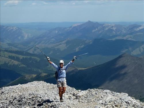 On the summit ridge (Livingstone Gap and Thunder Mtn in bkg)