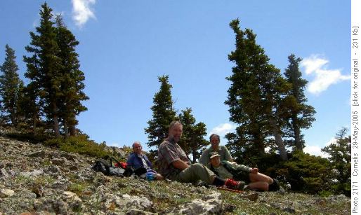 Lunch on Bull Ck Summit Dave, Ron, Cornelis and Karen