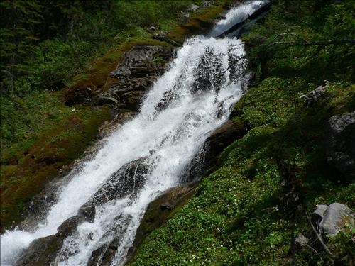 Waterfalls above Warspite Lake