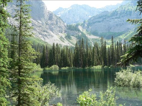 Warspite Lake, Waterfalls in background