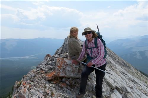 Vi and Jeanette taking a break on the ridge