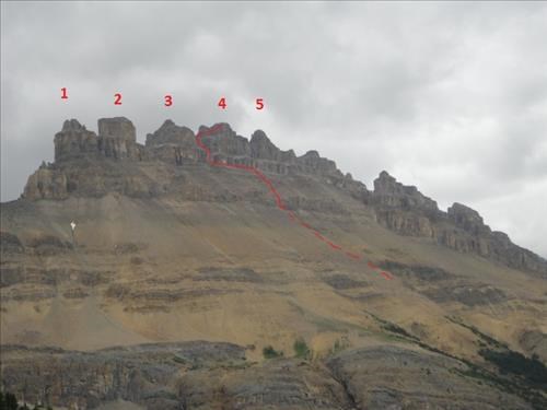 Dolomite Peak from Helen Lake Trail: Highest is #4