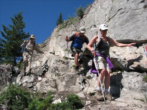 Descending the short "scrambly bit"