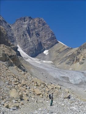 Overlooking the Watermelon glacier from the top of the first moraine
