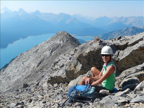 Inge at the summit of Mount Nestor