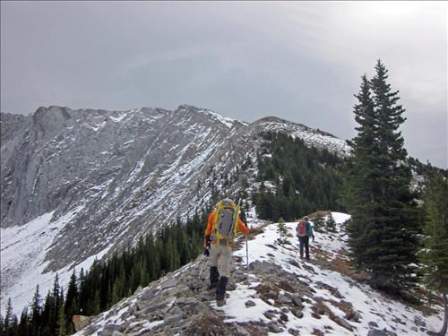 Arnold and Carl on ridge below Arnold and Carl on ridge below