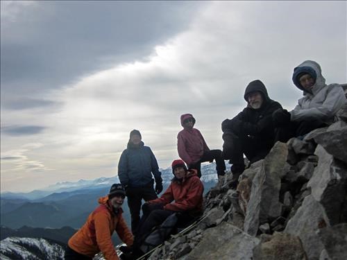 John, Kevin, Manfred, Jeannette, Arnold and Inge on summit John, Kevin, Manfred, Jeannette, Arnold and Inge on summit