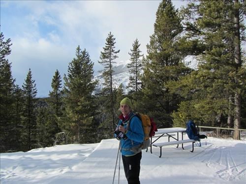 {198 Madeleine Mangels} enjoys the sunshine and view