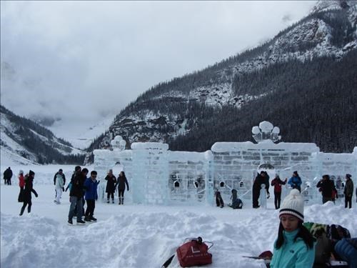 Ice castle on Lake Louise