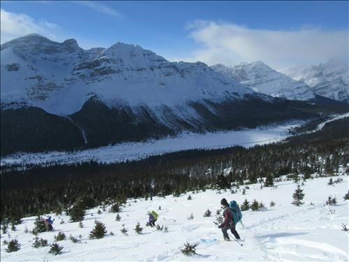 Heading down after the 4th run on the West slopes of Cirque Peak