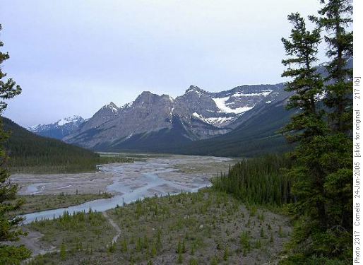 Howse River, NW of Glacier Lake overflow