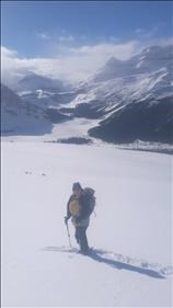 Leslie getting ready for first tracks