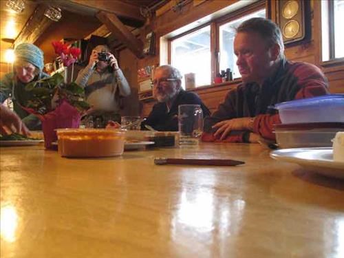 In the hut at Blanket Glacier