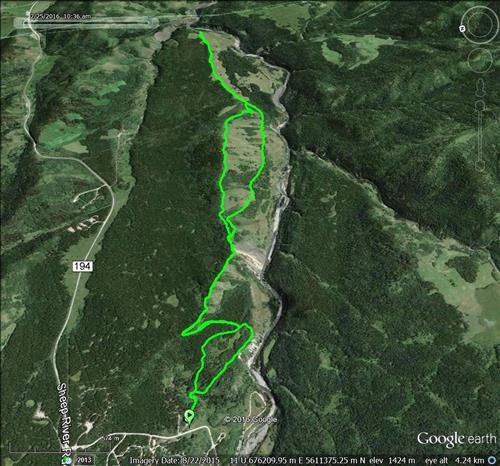 Track of our hike through the Sandy McNabb Hills