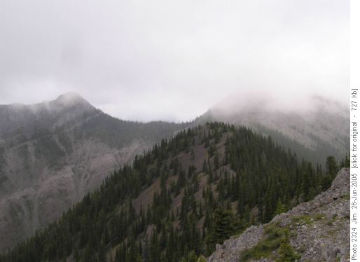 Rainclouds gathering on the summits of West Baldy (left) and South Baldy (right). Rainclouds gathering on the summits of West Baldy (left) and South Baldy (right).