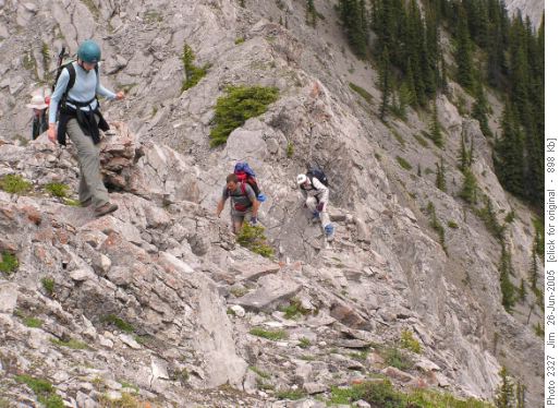 Navigating the ridge between the two summits of West Baldy. Navigating the ridge between the two summits of West Baldy.
