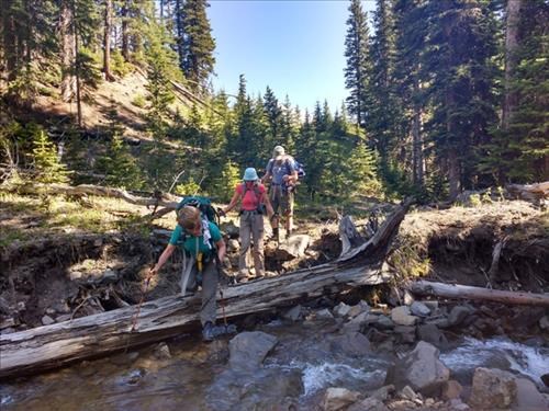 Going across the second creek.