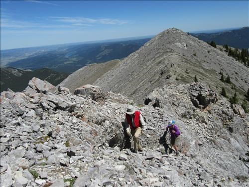 Lazlo and Cathy approaching the summit of North Twin Tower