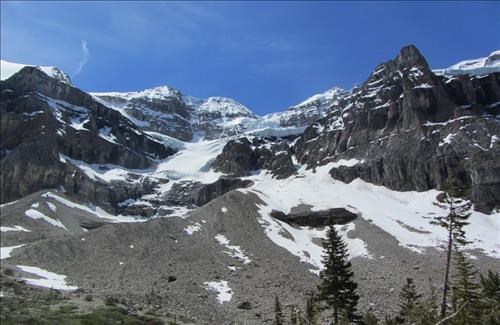 View of Stanley Glacier from upper meadow lunch spot
