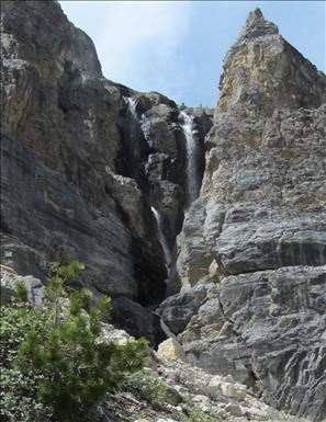 Waterfalls in a crevice