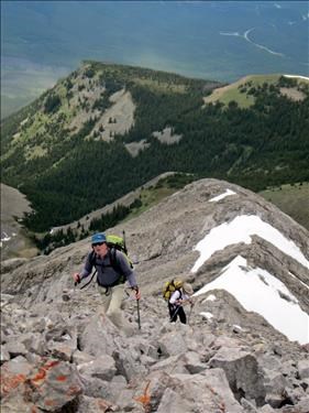 {1456 Cli Pott} and {976 Jea Proc} on the final few steps to "Old Baldy" summit