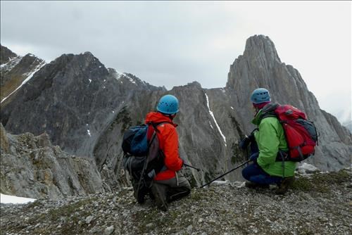 Christine G and Maryetta take in a great view of Mt. Louis.