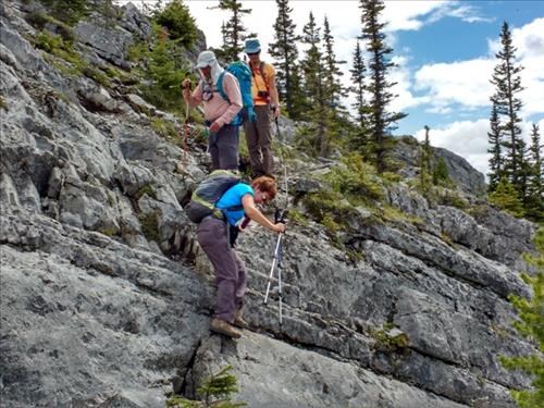 Scrambling down on the way back.