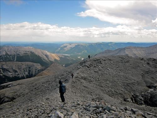Leaving summit of Mount Remus with thunderheads around ....
