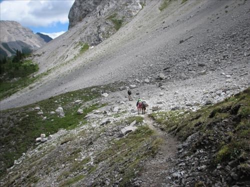 Hiking across the high country on the upper loop