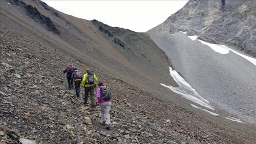 Rocky trail leading to Grizzly Col.