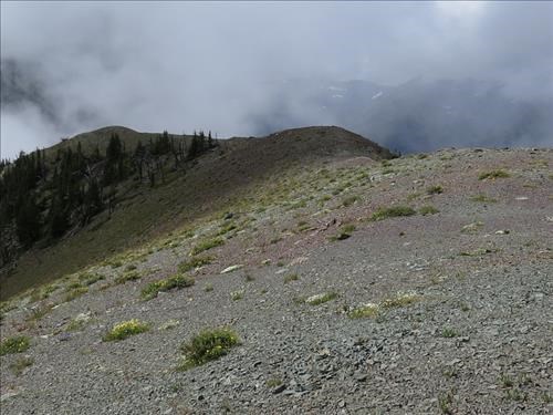 Looking back along the west ridge, which is trending south at this point