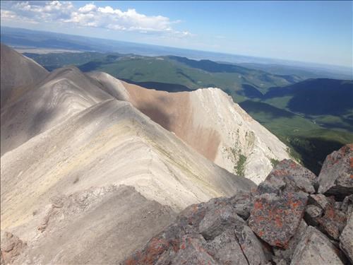 Looking back from Tiara Peak along the ridge to Belmore Browne Peak 