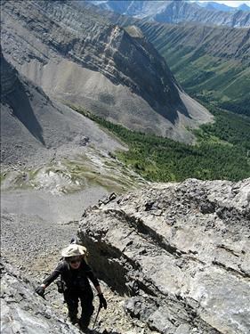 Jeannette coming up the gully