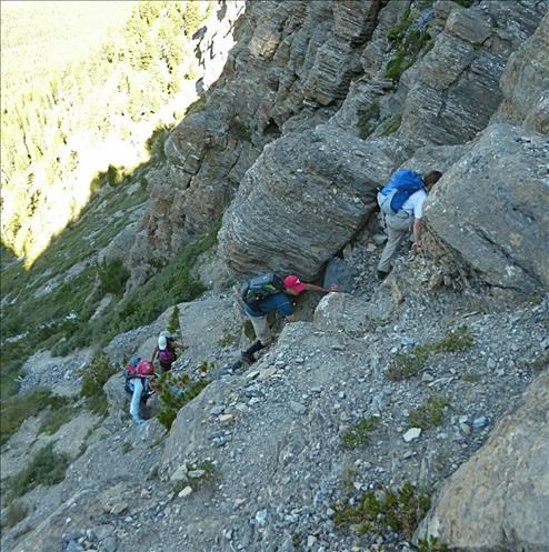 Scrambling around the second waterfall.