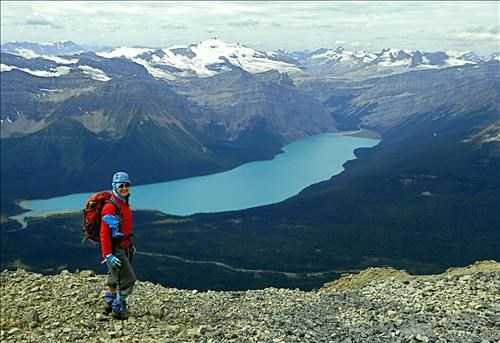 Maryetta with Mount Balfour and Hector Lake in the background.
