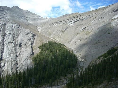 Gully up to col between peaks #3 and #4