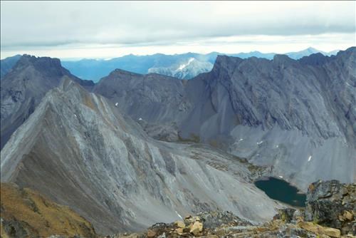 Looking down at the Upper Headwall Lake.