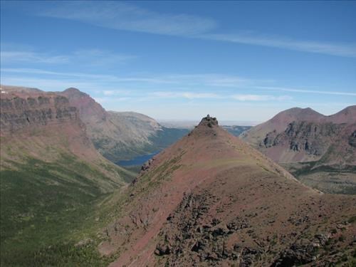 Painted Teepee Mt. and Two Medicine Lake from Two Medicine Pass ridge