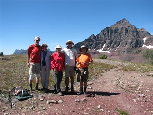 Gerry, Jeanne, Carole, Pat, Carl on Two Medicine Pass ridge