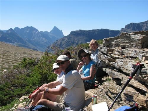 Lunch on Dawson Pass with Mount Saint Nicholas on horizon