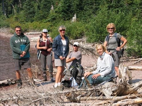 Bill, Carole, Susan, Pat, Madeleine, Ginger at Upper Two Medicine Lake