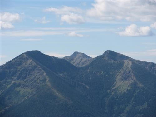 Forster Mountain perfectly framed by Devil's Hump, seen from Elk Mountain