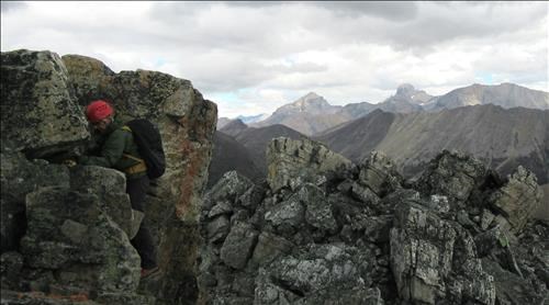 Damian on the summit block of Unity Peak Damian on the summit block of Unity Peak