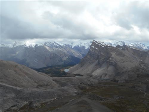 Looking at North Molar pass meadows and Fish Lake from Molar pass ridge