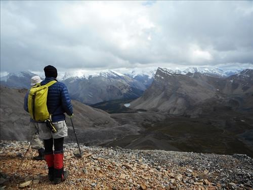 Ivan is looking at Fish Lake from Molar pass ridge