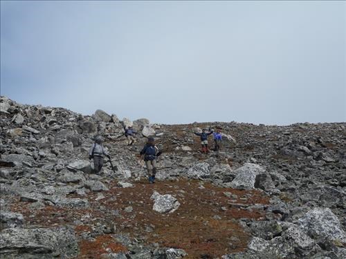 Coming down from Molar pass ridge