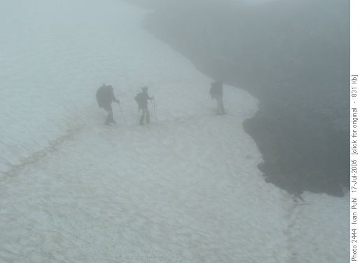 crossing snow on Sarrail shoulder